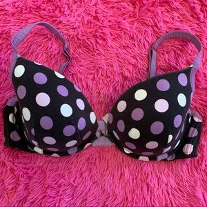 Cacique black with purple polka dots bra size 42D